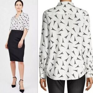 Karl Lagerfeld Paris Eiffell Tower print blouse size Small